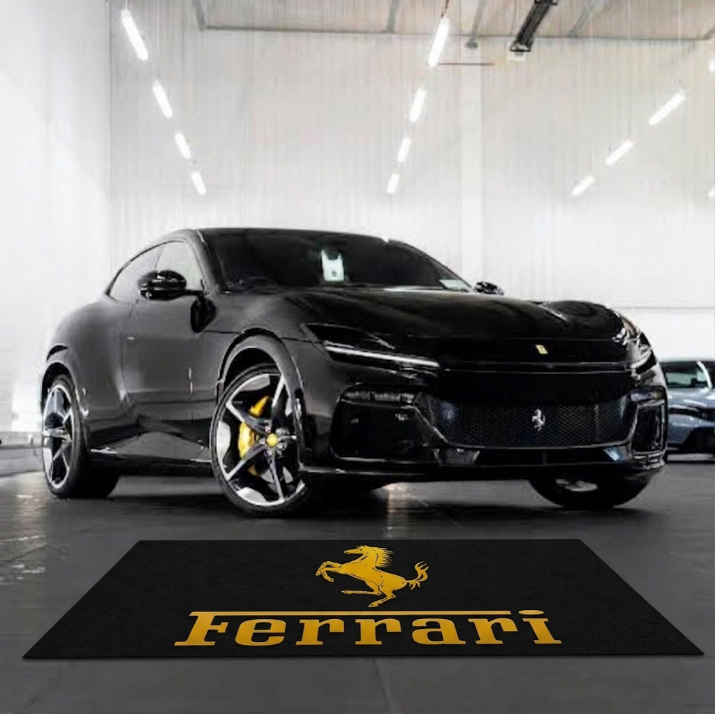 Ferrari Prancing Horse Garage Floor Mat - 5x7 ft (60x87") Non-Slip Area Rug / Wall Decor