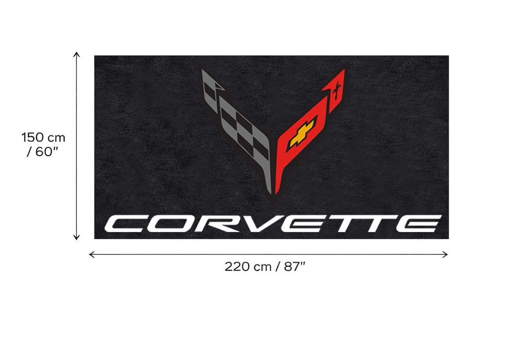 Corvette C8 Garage Floor Mat - 5x7 ft (60x87") Non-Slip Area Rug / Wall Decor