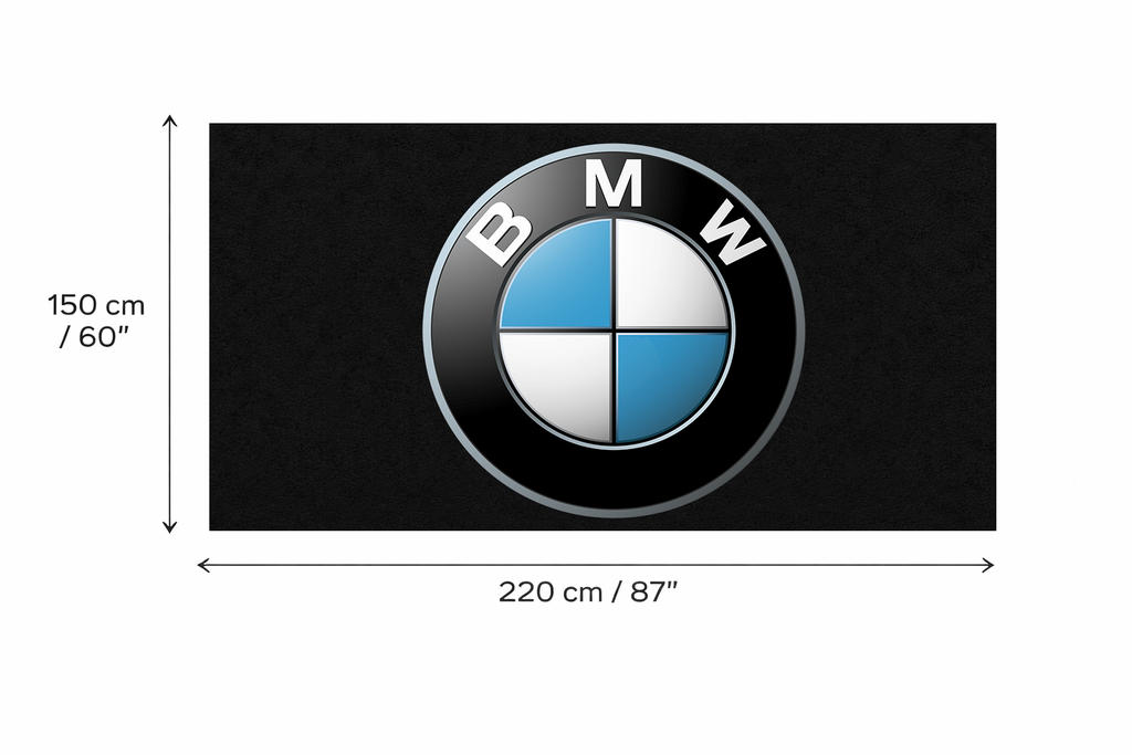 BMW Garage Floor Mat - 5x7 ft (60x87") Non-Slip Area Rug / Wall Decor