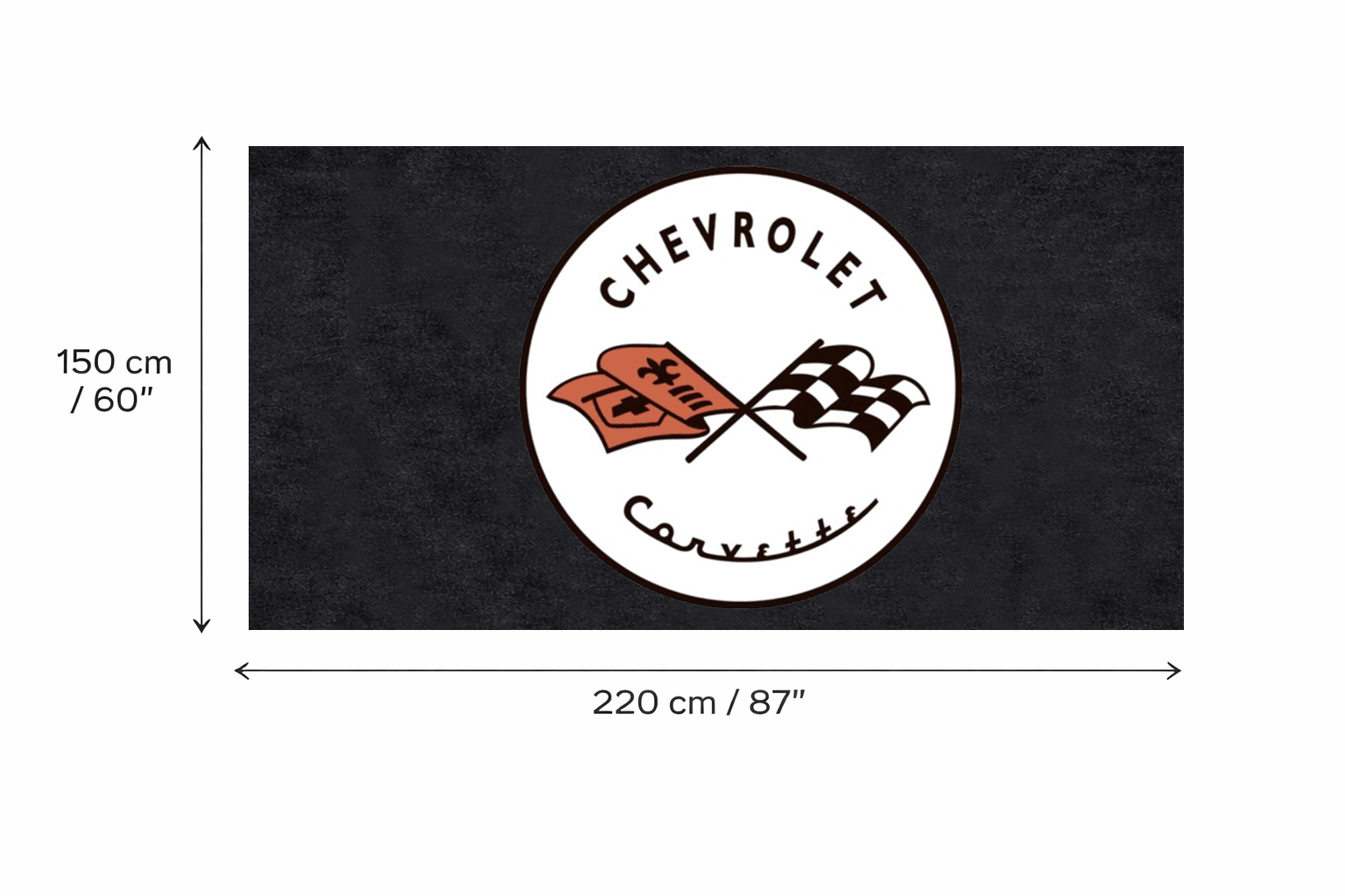 Corvette C2 Logo Garage Floor Mat - 5x7 ft (60x87") Non-Slip Area Rug / Wall Decor