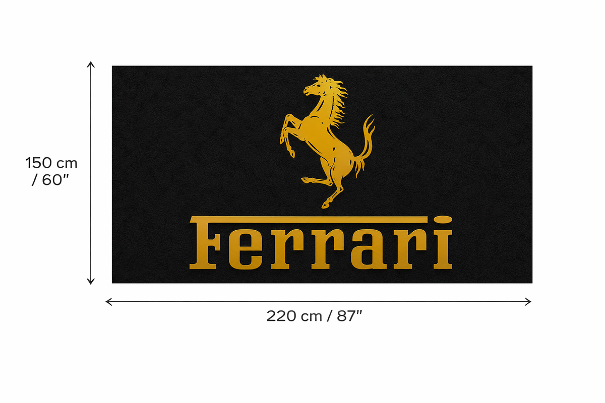 Ferrari Prancing Horse Garage Floor Mat - 5x7 ft (60x87") Non-Slip Area Rug / Wall Decor