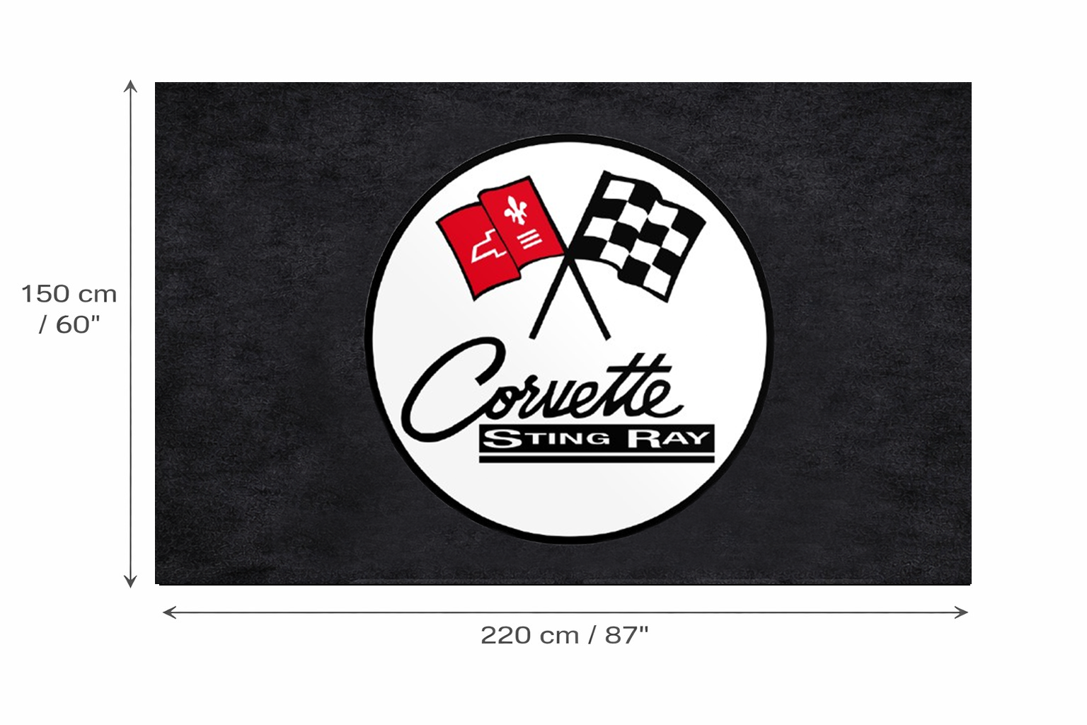 Corvette C3 Sting Ray Garage Floor Mat - 5x7 ft (60x87") Non-Slip Area Rug / Wall Decor