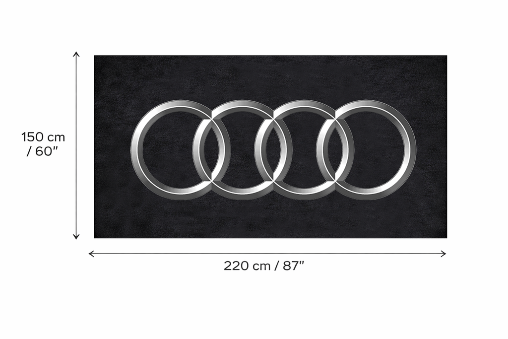 Audi Four Rings Garage Floor Mat - 5x7 ft (60x87") Non-Slip Area Rug / Wall Decor