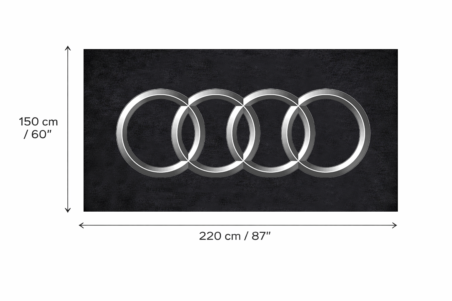 Audi Four Rings Garage Floor Mat - 5x7 ft (60x87") Non-Slip Area Rug / Wall Decor