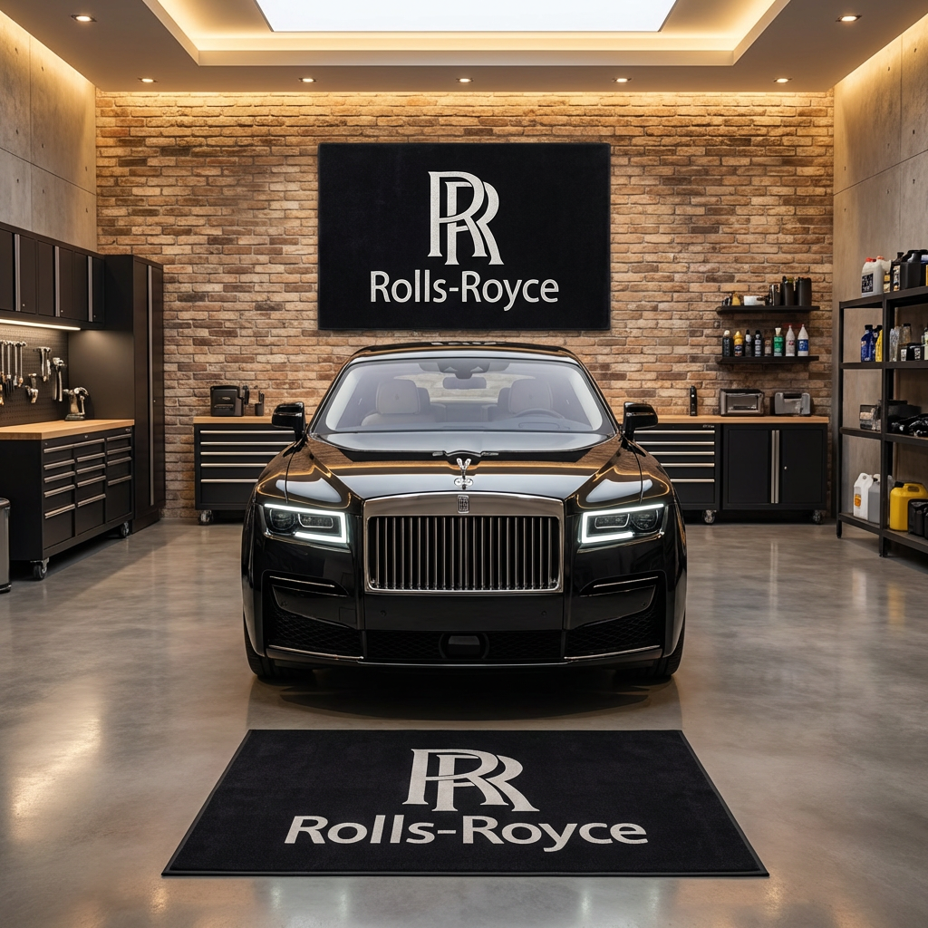 Rolls-Royce Motor Cars Luxury Garage Floor Mat - 5x7 ft (60x87") Elite Non-Slip Showroom Rug & Wall Decor