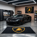 Lamborghini Bull Logo Exotic Garage Floor Mat - 5x7 ft (60x87") Premium Non-Slip Supercar Rug & Wall Decor