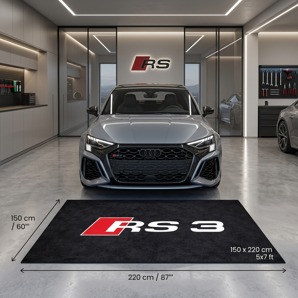 Audi RS3 Garage Floor Mat - 5x7 ft (60x87") Non-Slip Area Rug / Wall Decor