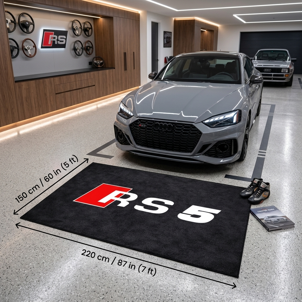 Audi RS5 Garage Floor Mat - 5x7 ft (60x87") Non-Slip Area Rug / Wall Decor
