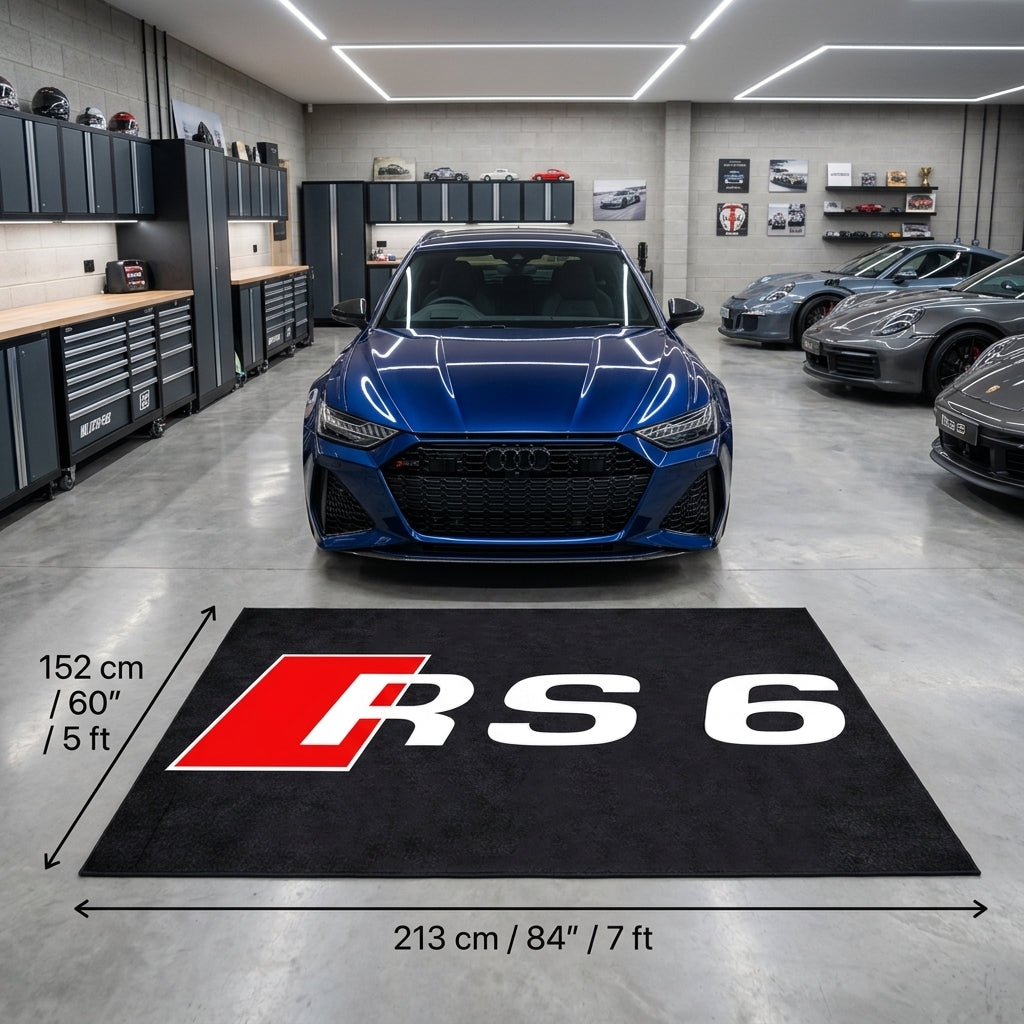 Audi RS6 Garage Floor Mat - 5x7 ft (60x87") Non-Slip Area Rug / Wall Decor