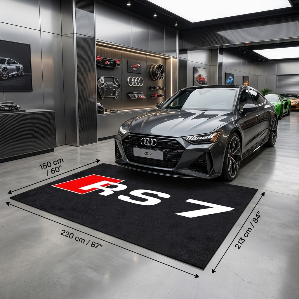 Audi RS7 Garage Floor Mat - 5x7 ft (60x87") Non-Slip Area Rug / Wall Decor