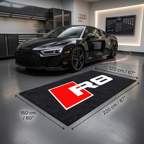 Audi R8 Garage Floor Mat - 5x7 ft (60x87") Non-Slip Area Rug / Wall Decor