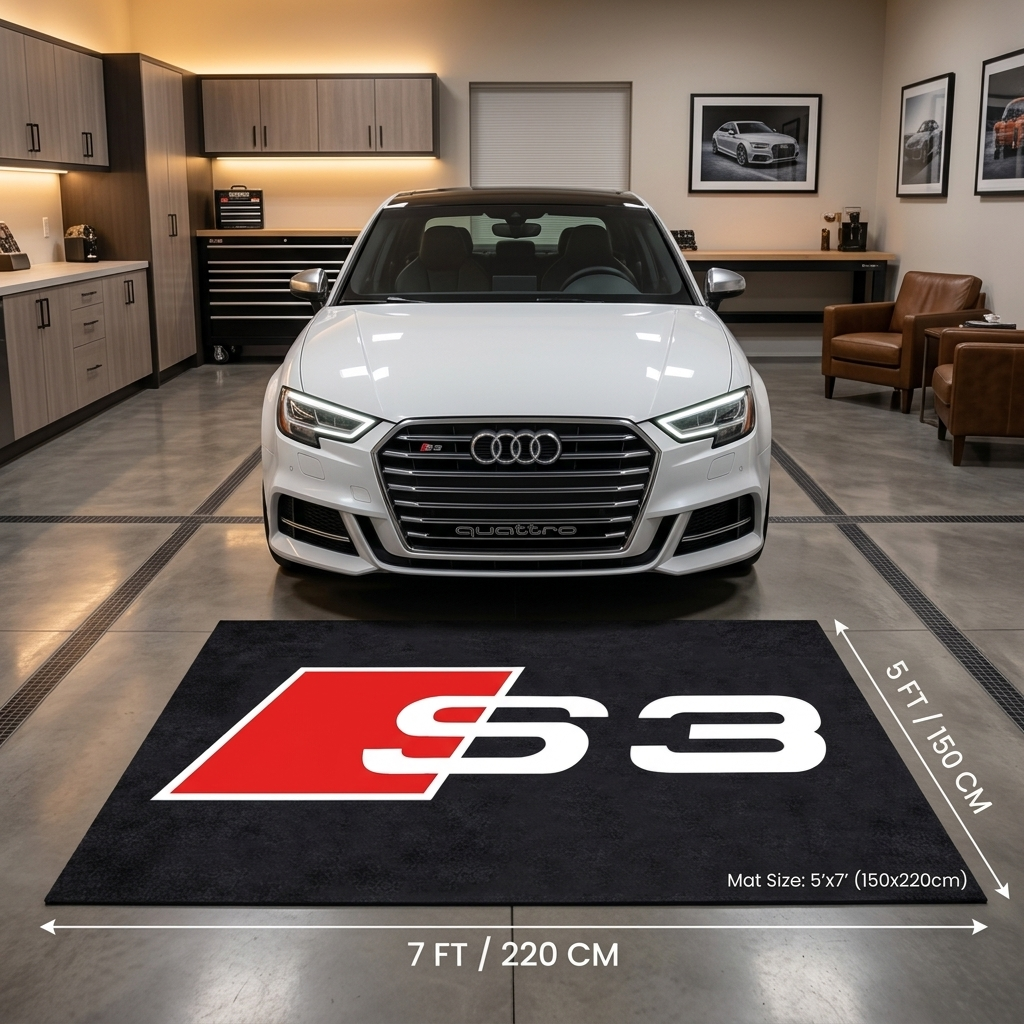 Audi S3 Garage Floor Mat - 5x7 ft (60x87") Non-Slip Area Rug / Wall Decor