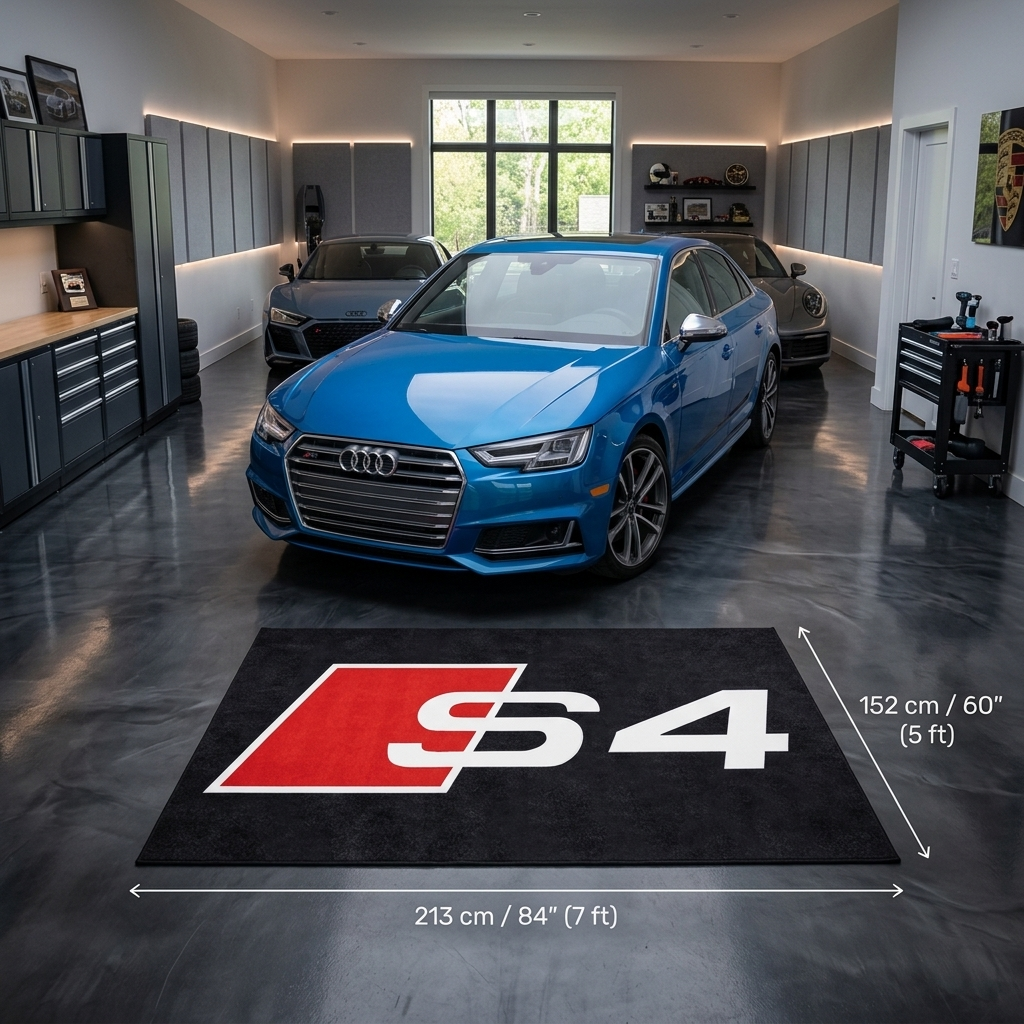 Audi S4 Garage Floor Mat - 5x7 ft (60x87") Non-Slip Area Rug / Wall Decor