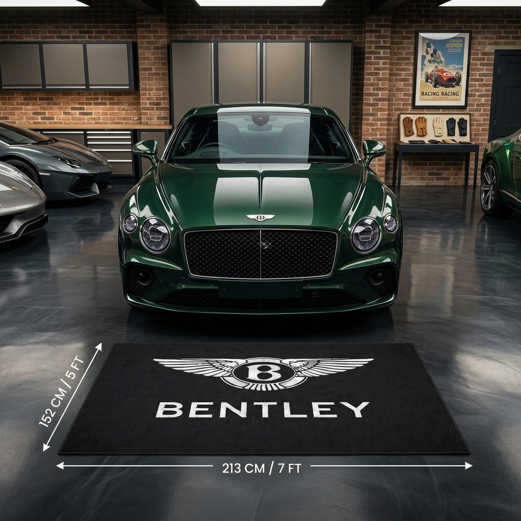 Bentley Garage Floor Mat - 5x7 ft (60x87") Non-Slip Luxury Area Rug / Wall Decor