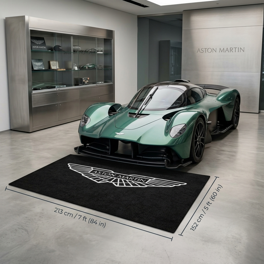 Aston Martin Garage Floor Mat - 5x7 ft (60x87") Non-Slip Area Rug / Wall Decor