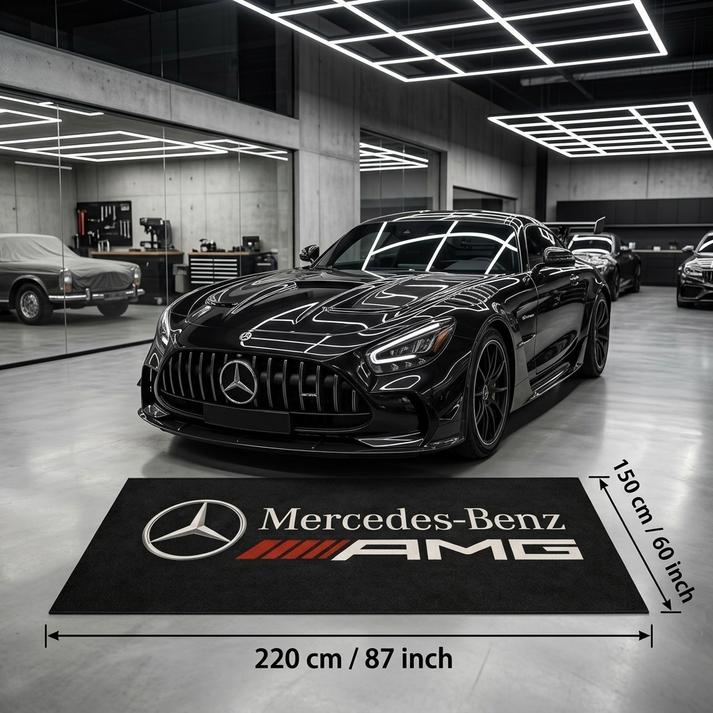 Mercedes-AMG Garage Floor Mat - 5x7 ft (60x87") Non-Slip Area Rug / Wall Decor