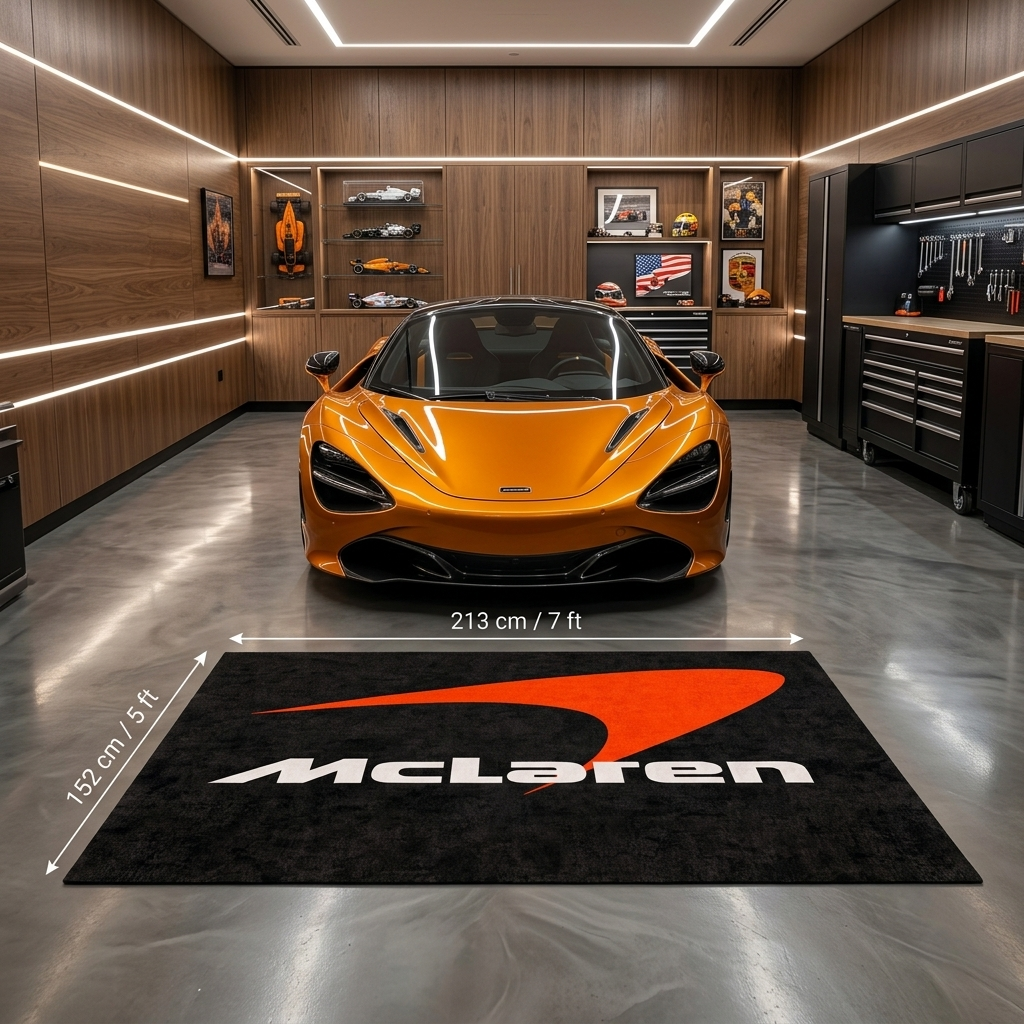 McLaren Garage Floor Mat - 5x7 ft (60x87") Non-Slip Area Rug / Wall Decor