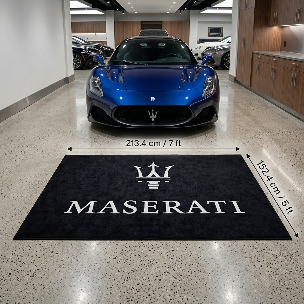 Maserati Garage Floor Mat - 5x7 ft (60x87") Non-Slip Area Rug / Wall Decor