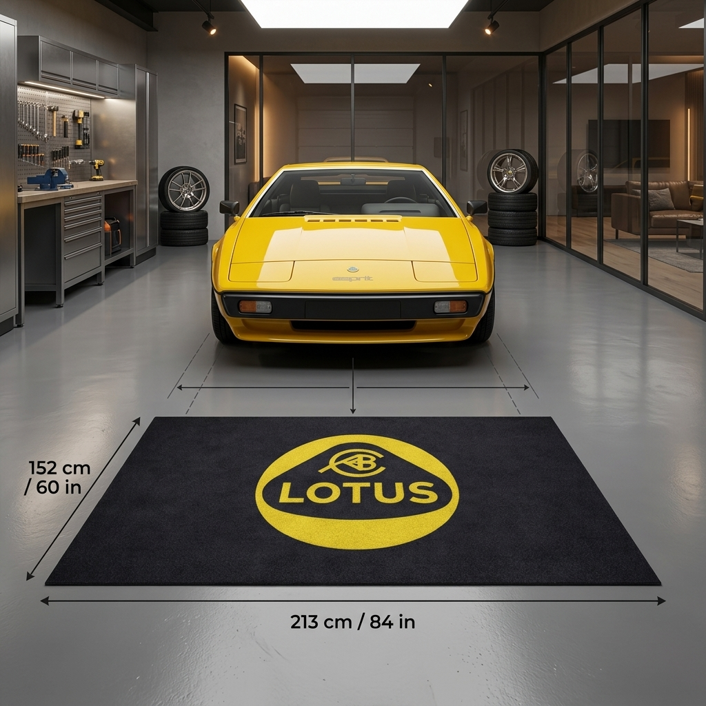 Lotus Cars Garage Floor Mat - 5x7 ft (60x87") Non-Slip Area Rug / Wall Decor