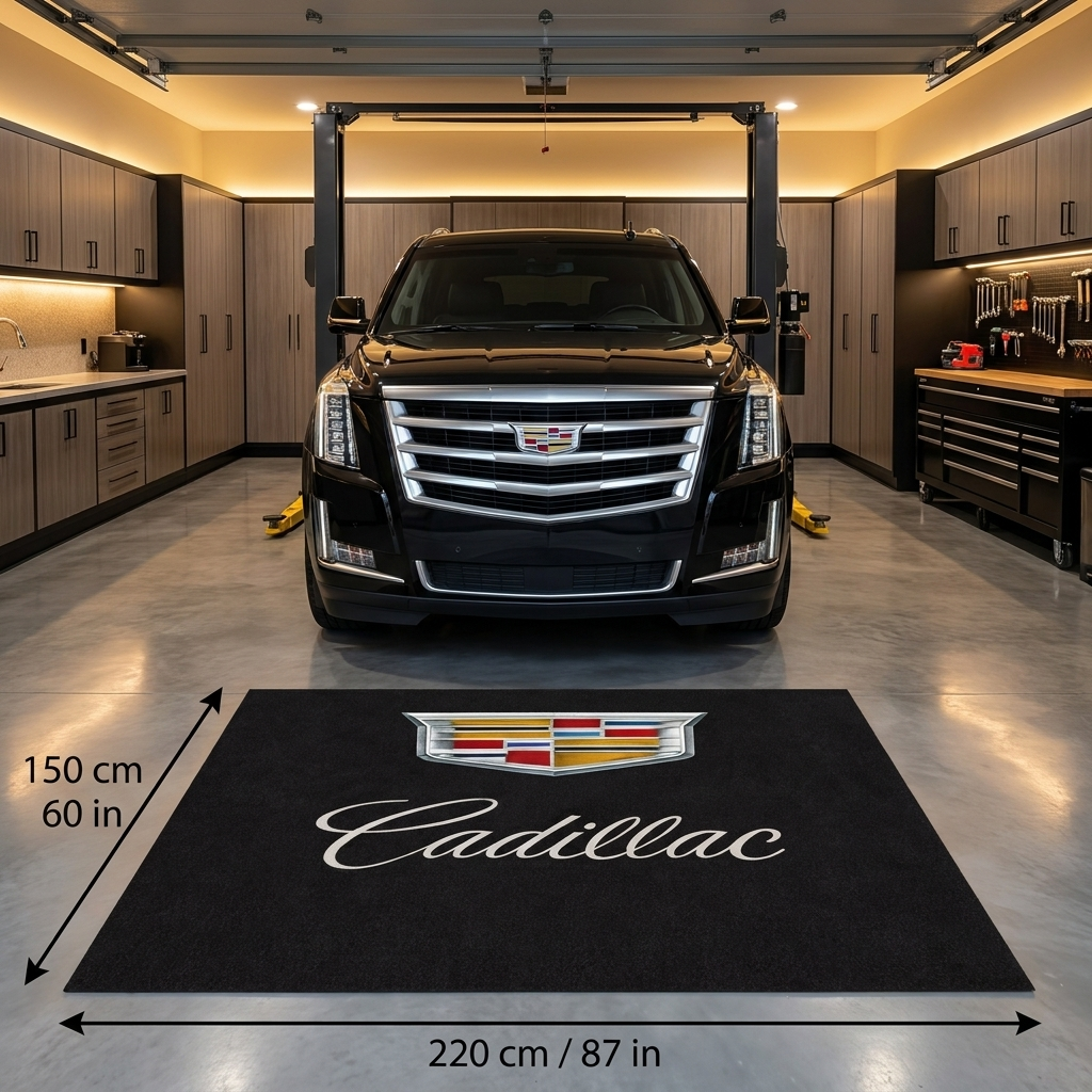 Cadillac Garage Floor Mat - 5x7 ft (60x87") Non-Slip Area Rug / Wall Decor