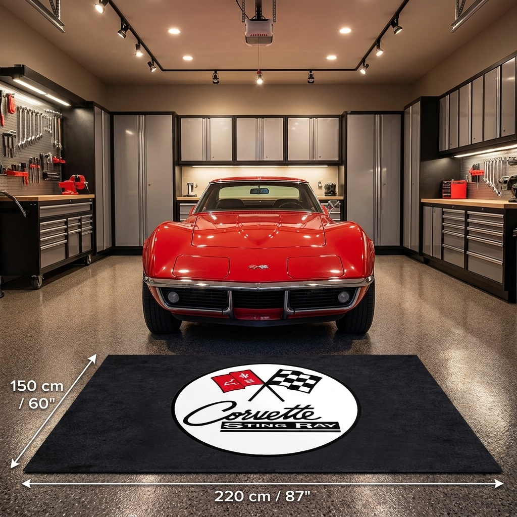 Corvette C3 Sting Ray Garage Floor Mat - 5x7 ft (60x87") Non-Slip Area Rug / Wall Decor