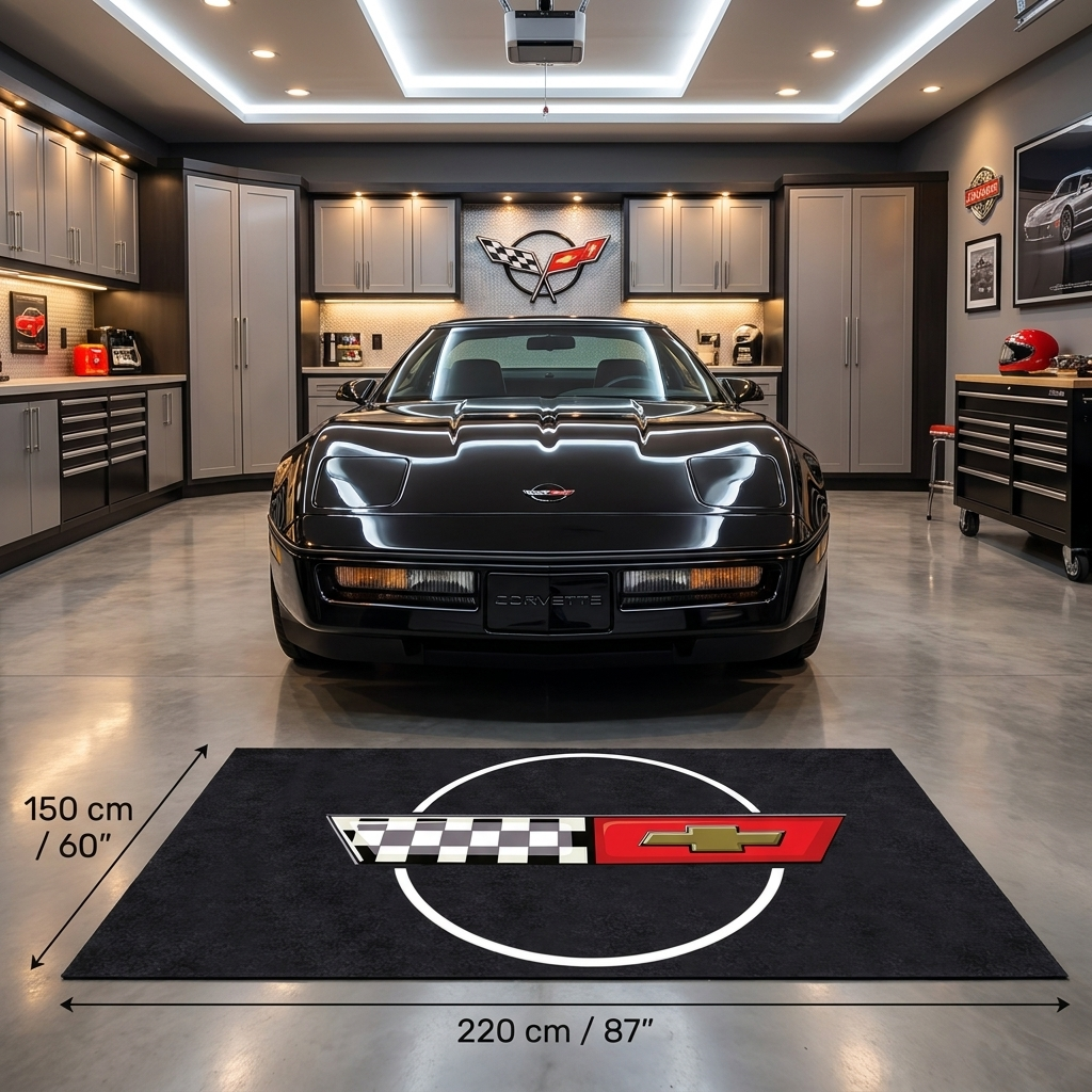 Corvette C4 Garage Floor Mat - 5x7 ft (60x87") Non-Slip Area Rug / Wall Decor