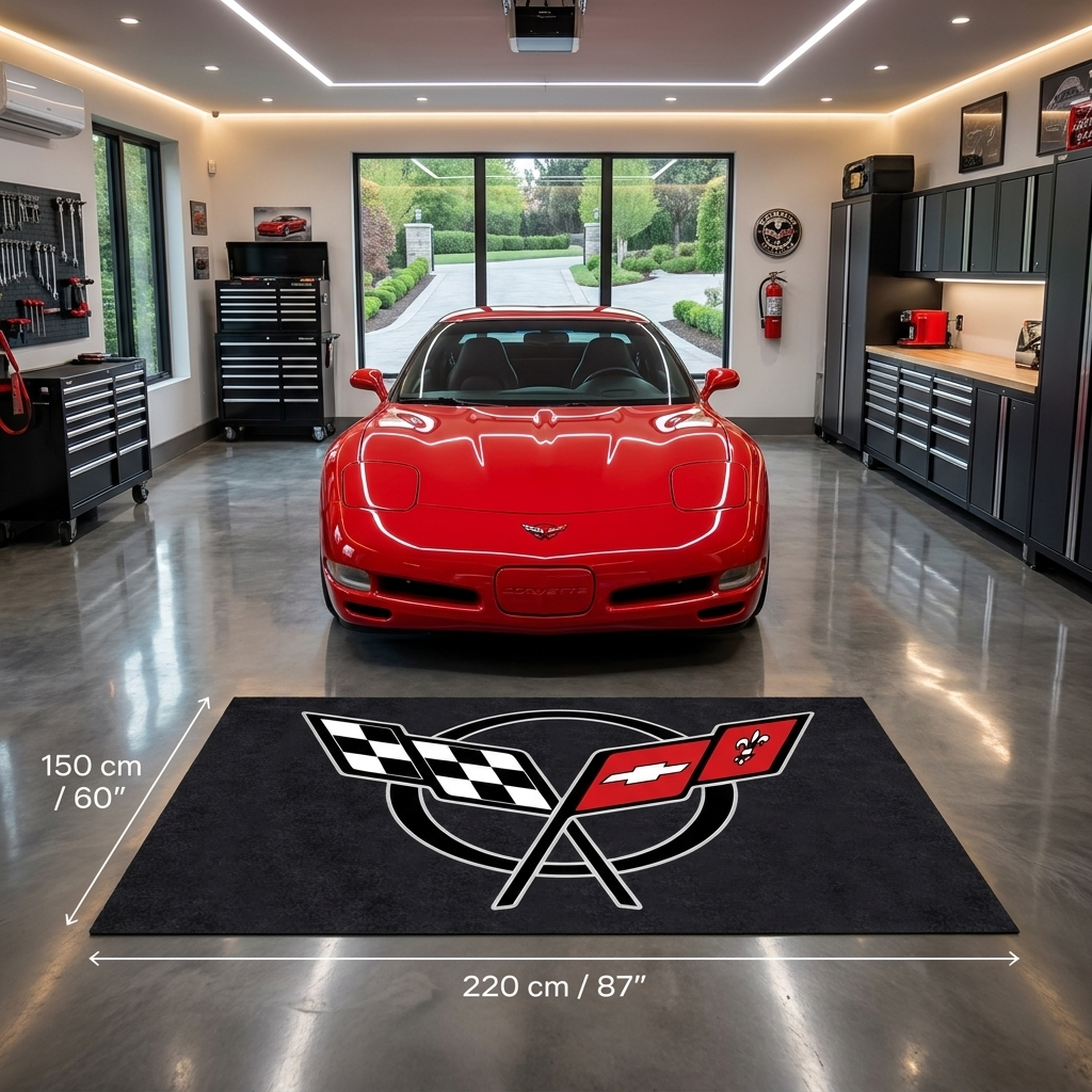 Corvette C5 Garage Floor Mat - 5x7 ft (60x87") Non-Slip Area Rug / Wall Decor