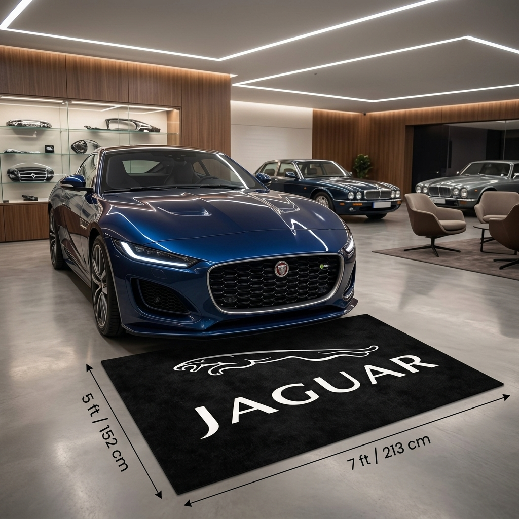 Jaguar Garage Floor Mat - 5x7 ft (60x87") Non-Slip Area Rug / Wall Decor