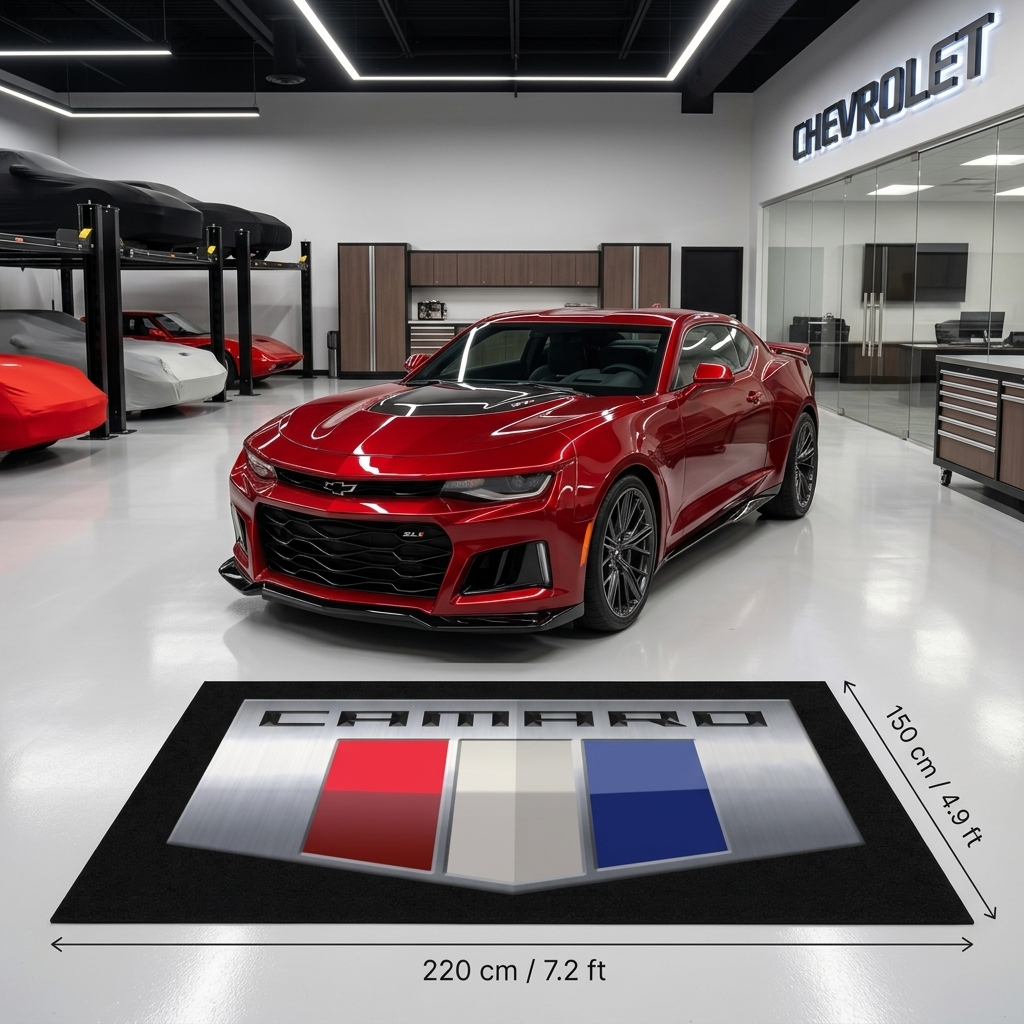 Chevrolet Camaro Garage Floor Mat - 5x7 ft (60x87") Non-Slip Area Rug / Wall Decor