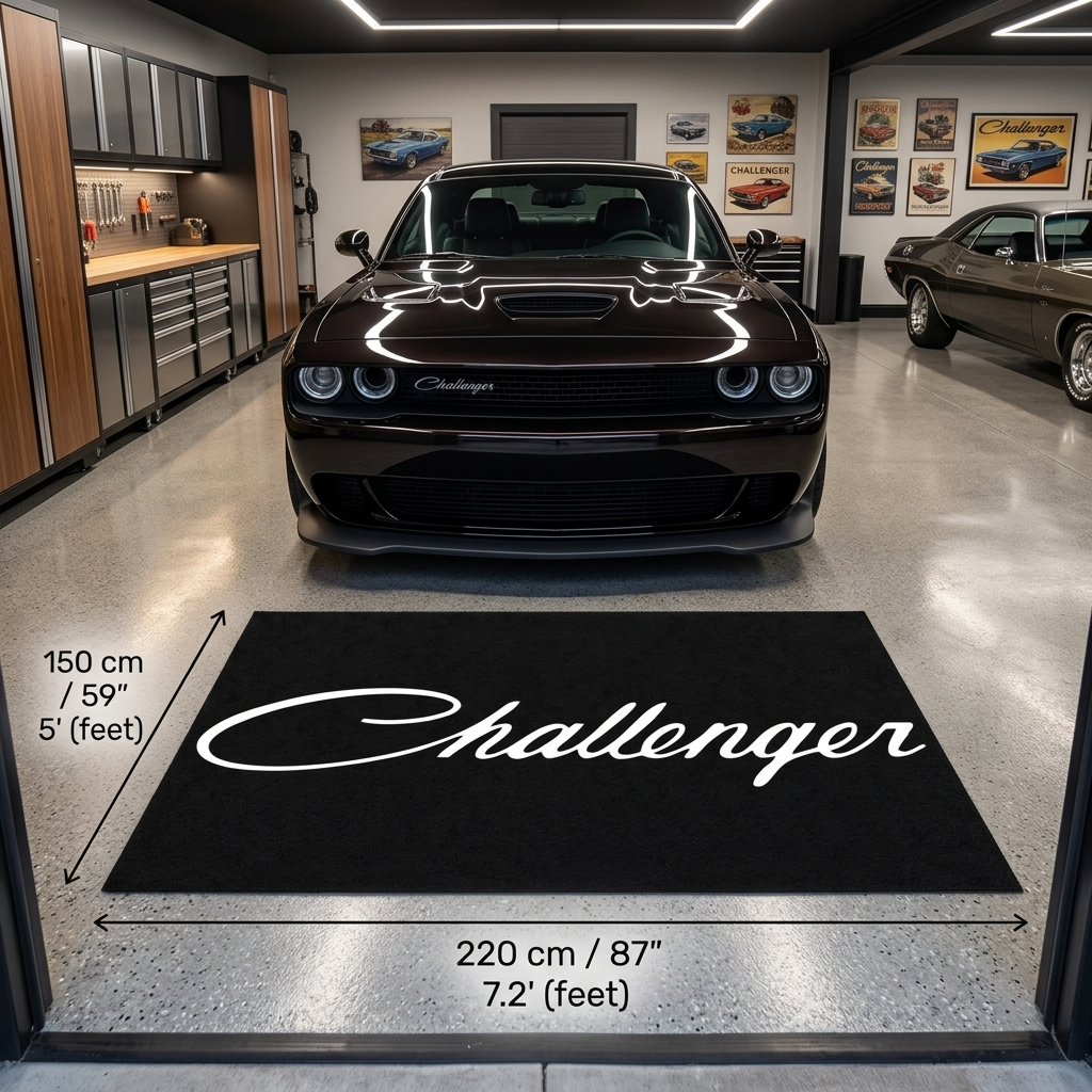 Dodge Challenger Garage Floor Mat - 5x7 ft (60x87") Non-Slip Area Rug / Wall Decor