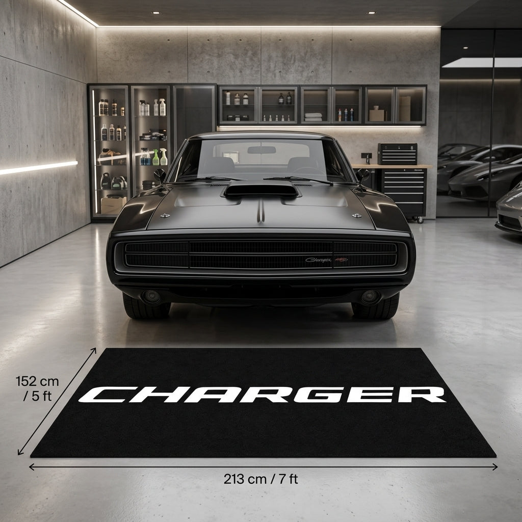 Dodge Charger Garage Floor Mat - 5x7 ft (60x87") Non-Slip Area Rug / Wall Decor