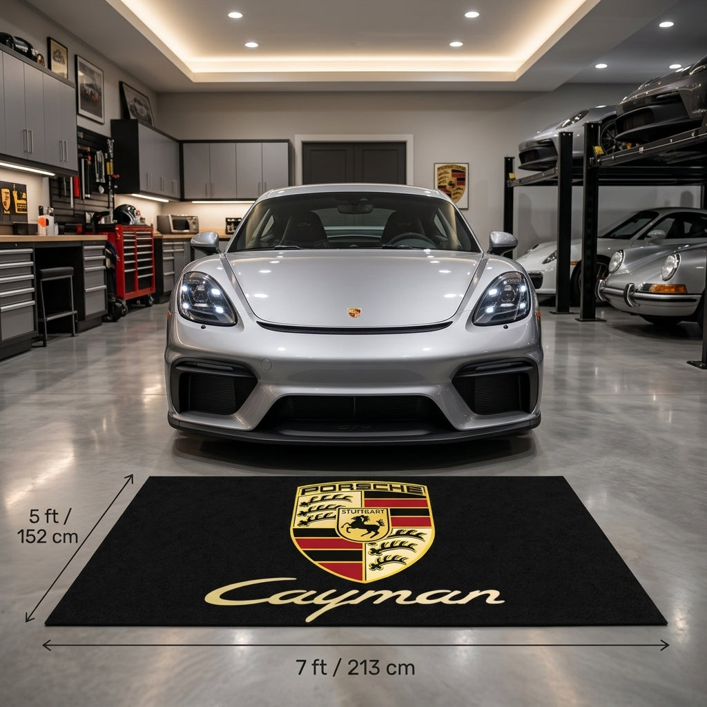 Porsche Cayman Garage Floor Mat - 5x7 ft (60x87") Non-Slip Area Rug / Wall Decor