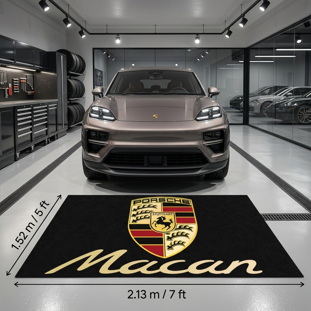 Porsche Macan Garage Floor Mat - 5x7 ft (60x87") Non-Slip Area Rug / Wall Decor