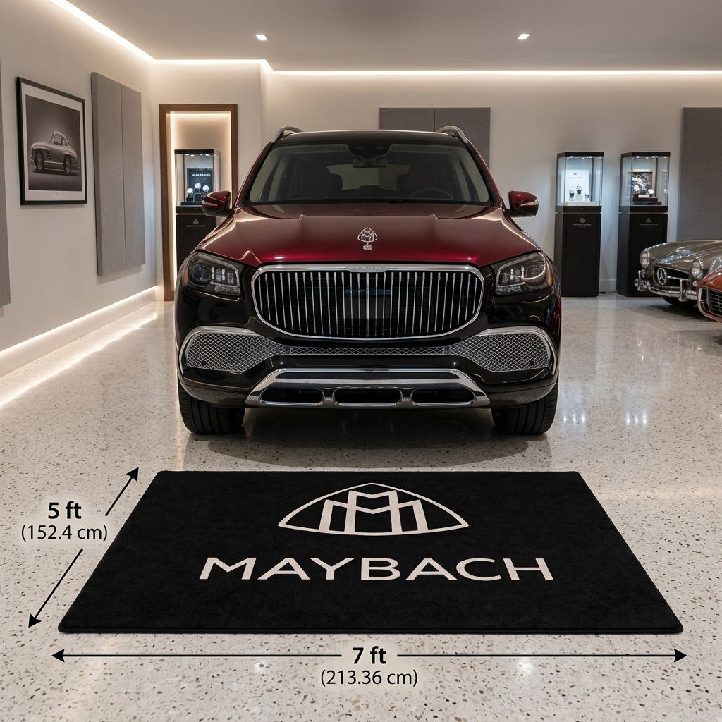 Maybach Garage Floor Mat - 5x7 ft (60x87") Non-Slip Area Rug / Wall Decor