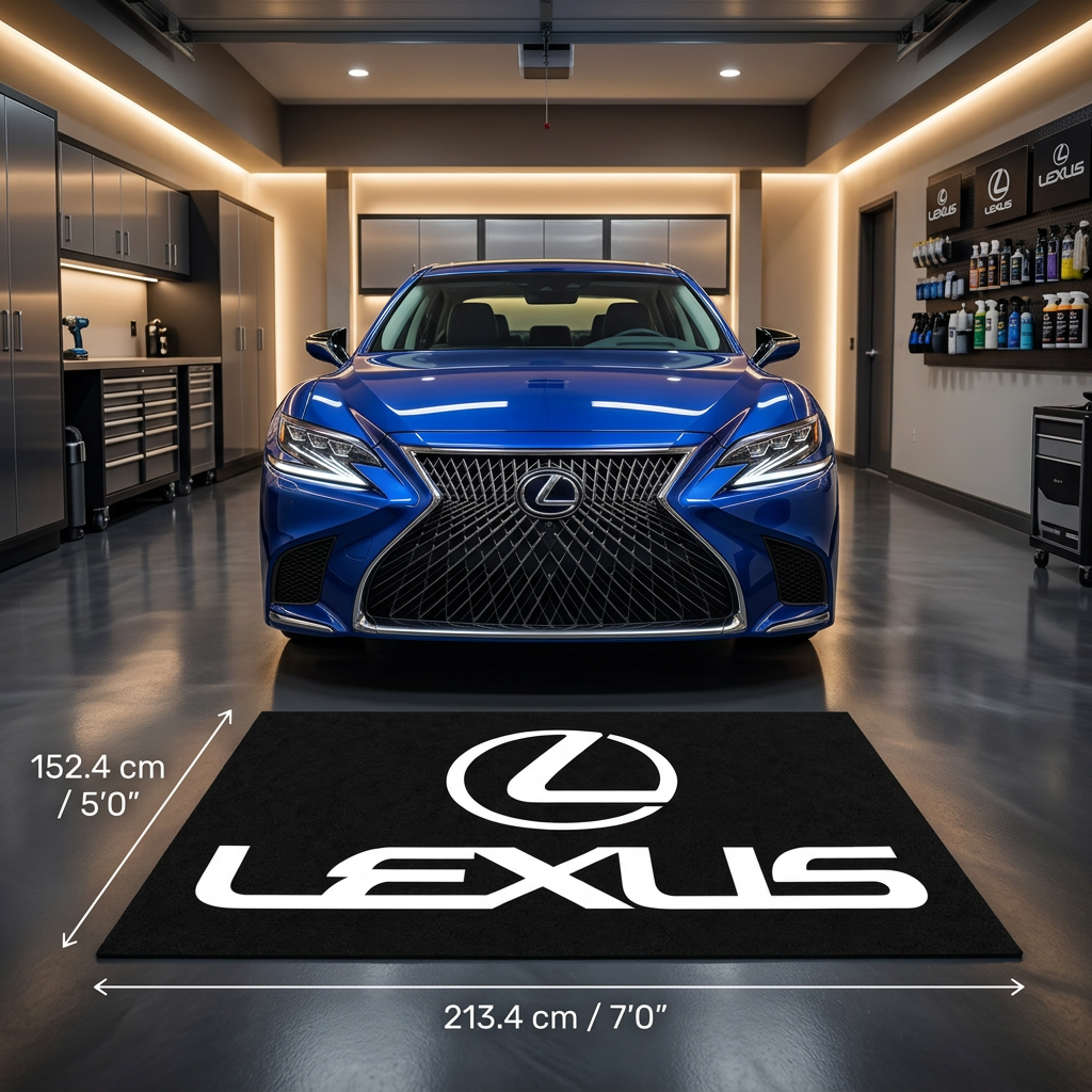 Lexus Garage Floor Mat - 5x7 ft (60x87") Non-Slip Area Rug / Wall Decor