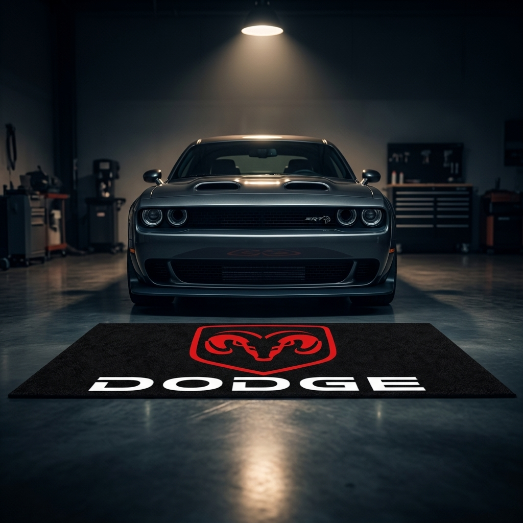 Dodge Garage Floor Mat - 5x7 ft (60x87") Non-Slip Area Rug / Wall Decor