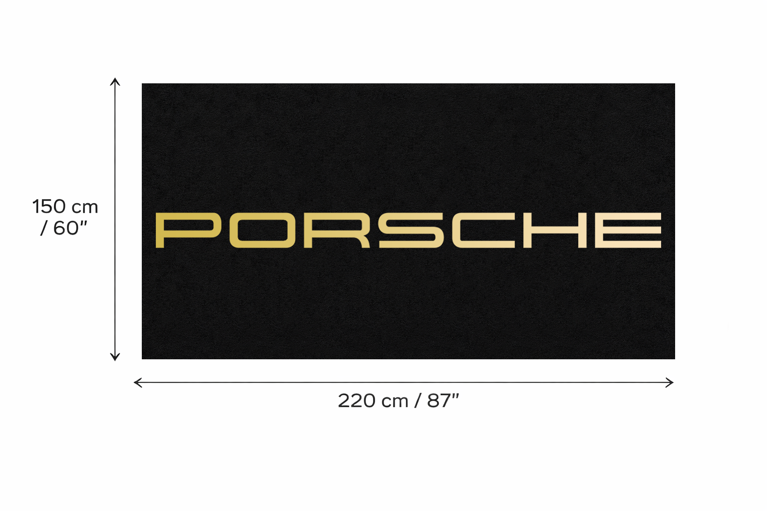 Porsche Wordmark Garage Floor Mat - 5x7 ft (60x87") Non-Slip Area Rug / Wall Decor