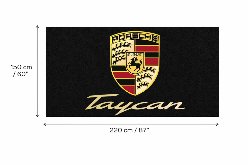 Porsche Taycan Garage Floor Mat - 5x7 ft (60x87") Non-Slip Area Rug / Wall Decor